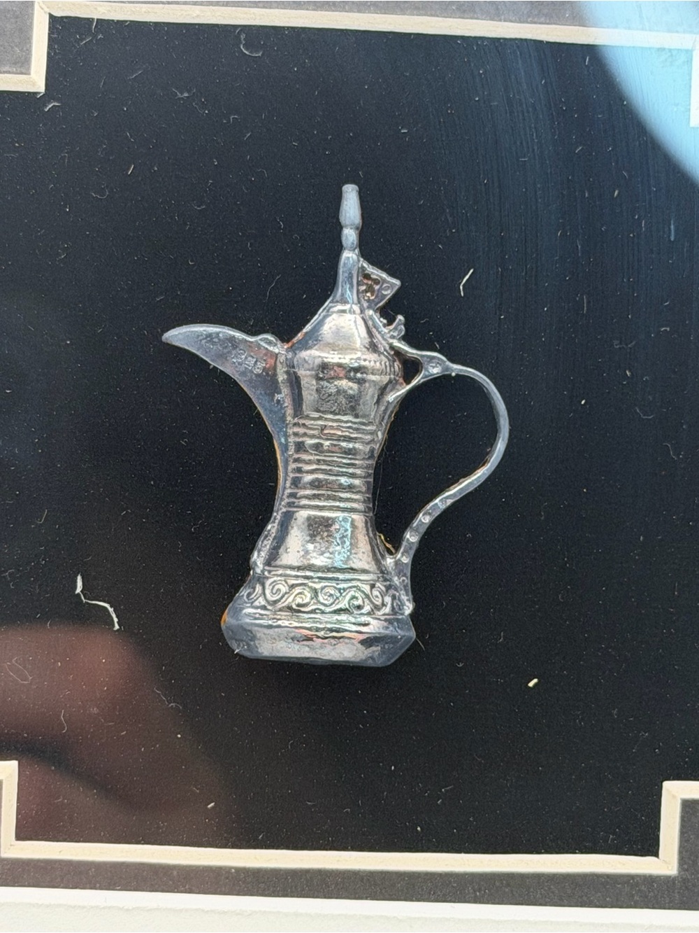 Framed 925 Sterling Silver Dallah Arabic Coffee Pot Art Display